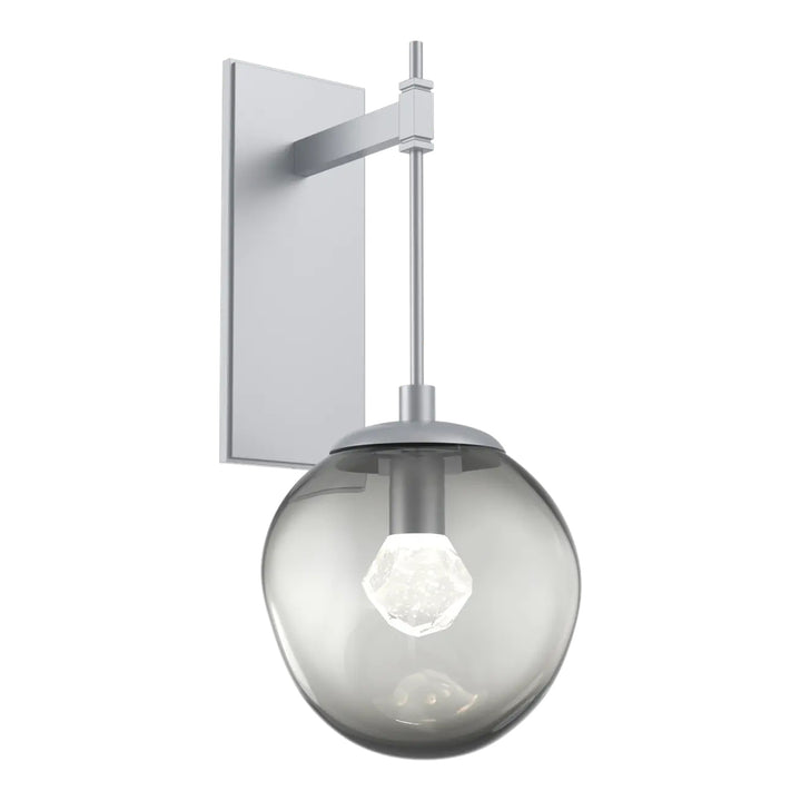 Aster Tempo Sconce by Hammerton Studio in Classic Silver with Smoke glass