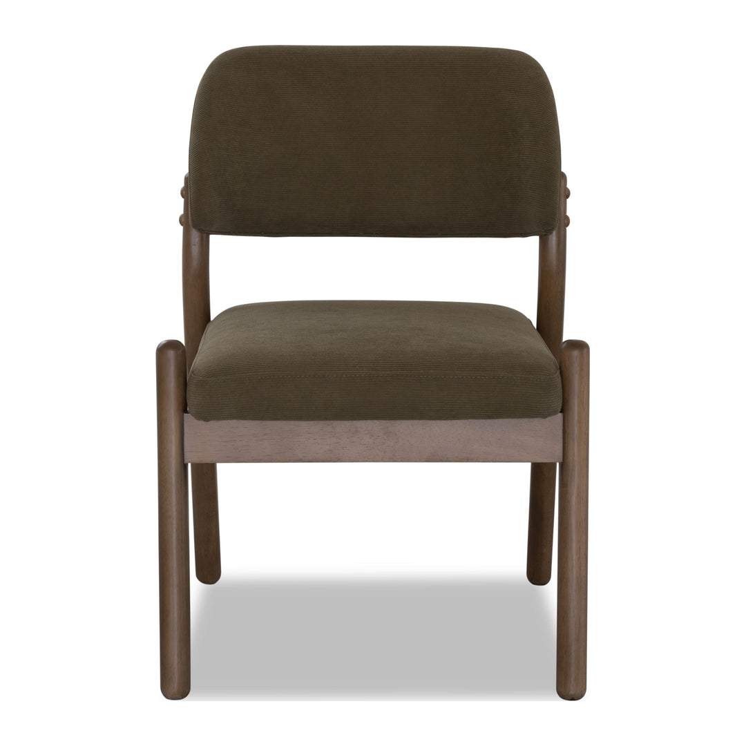 Astor Barrel Back Dining Chair by Modus in Moss and Claystone — product view on a white background