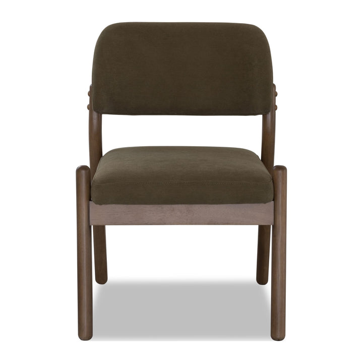 Astor Barrel Back Dining Chair by Modus in Moss and Claystone — product view on a white background