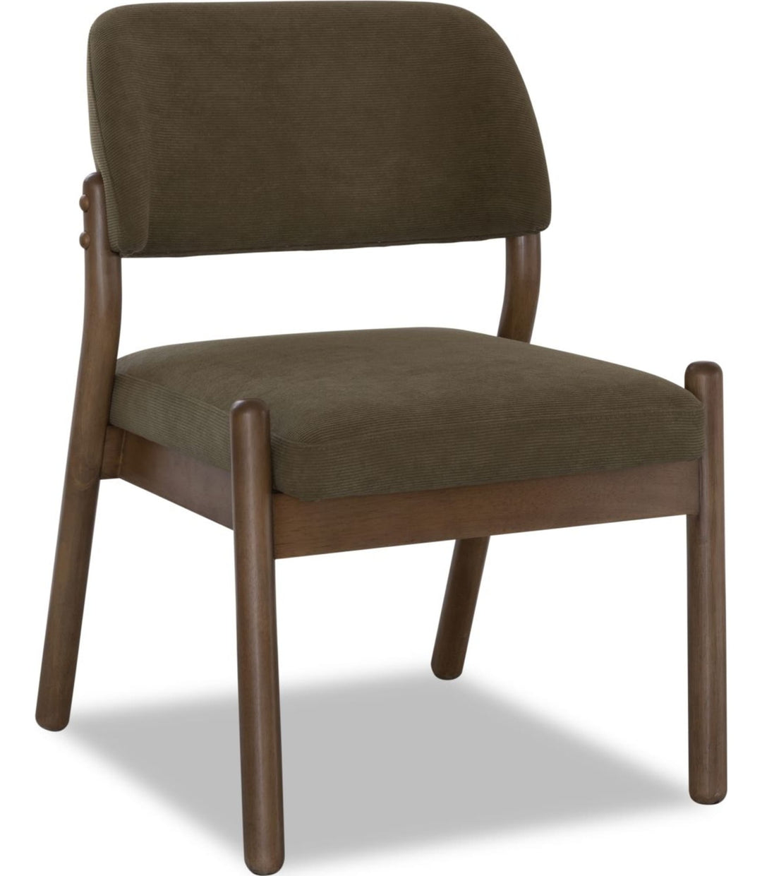 Astor Barrel Back Dining Chair in Moss and Claystone — product view on a white background