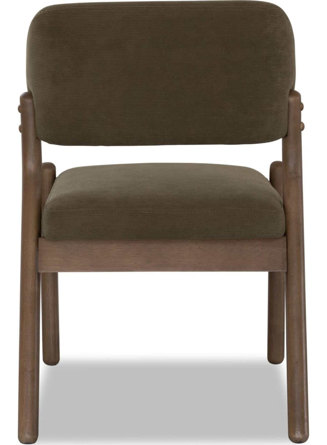 Astor Barrel Back Dining Chair in Moss and Claystone — product view on a white background