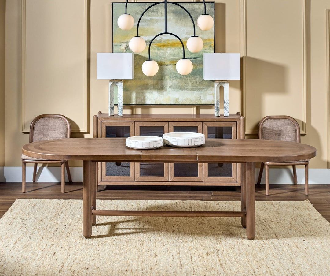 Astor Oval Extendable Dining Table in Claystone — lifestyle photo