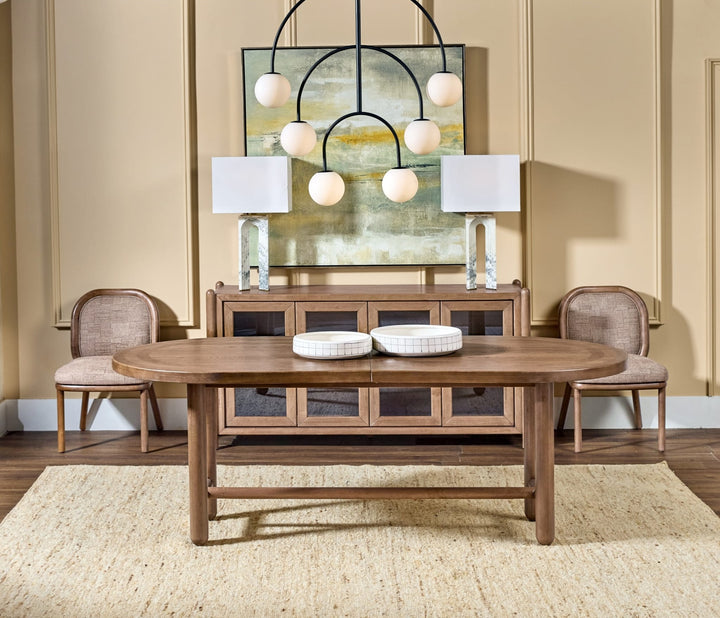 Astor Oval Extendable Dining Table in Claystone — lifestyle photo