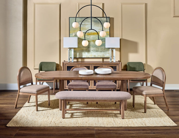 Astor Oval Extendable Dining Table in Claystone — lifestyle photo
