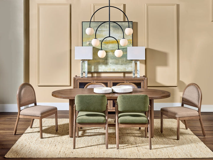 Astor Oval Extendable Dining Table in Claystone — lifestyle photo