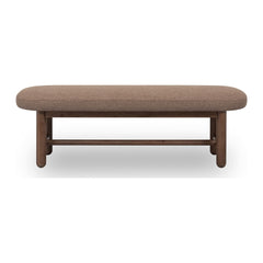 Astor Oval Upholstered Dining Bench by Modus in Wheat Bread and Claystone — product view on a white background
