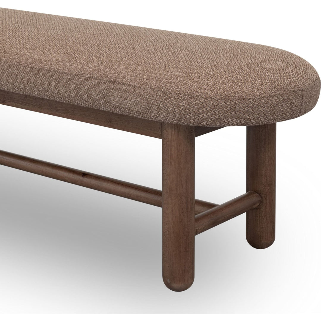 Astor Oval Upholstered Dining Bench in Wheat Bread and Claystone — product view on a white background