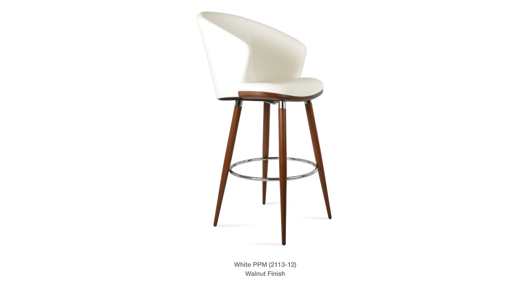 Athena Ana Stool by Soho Concept in white PPM with walnut base