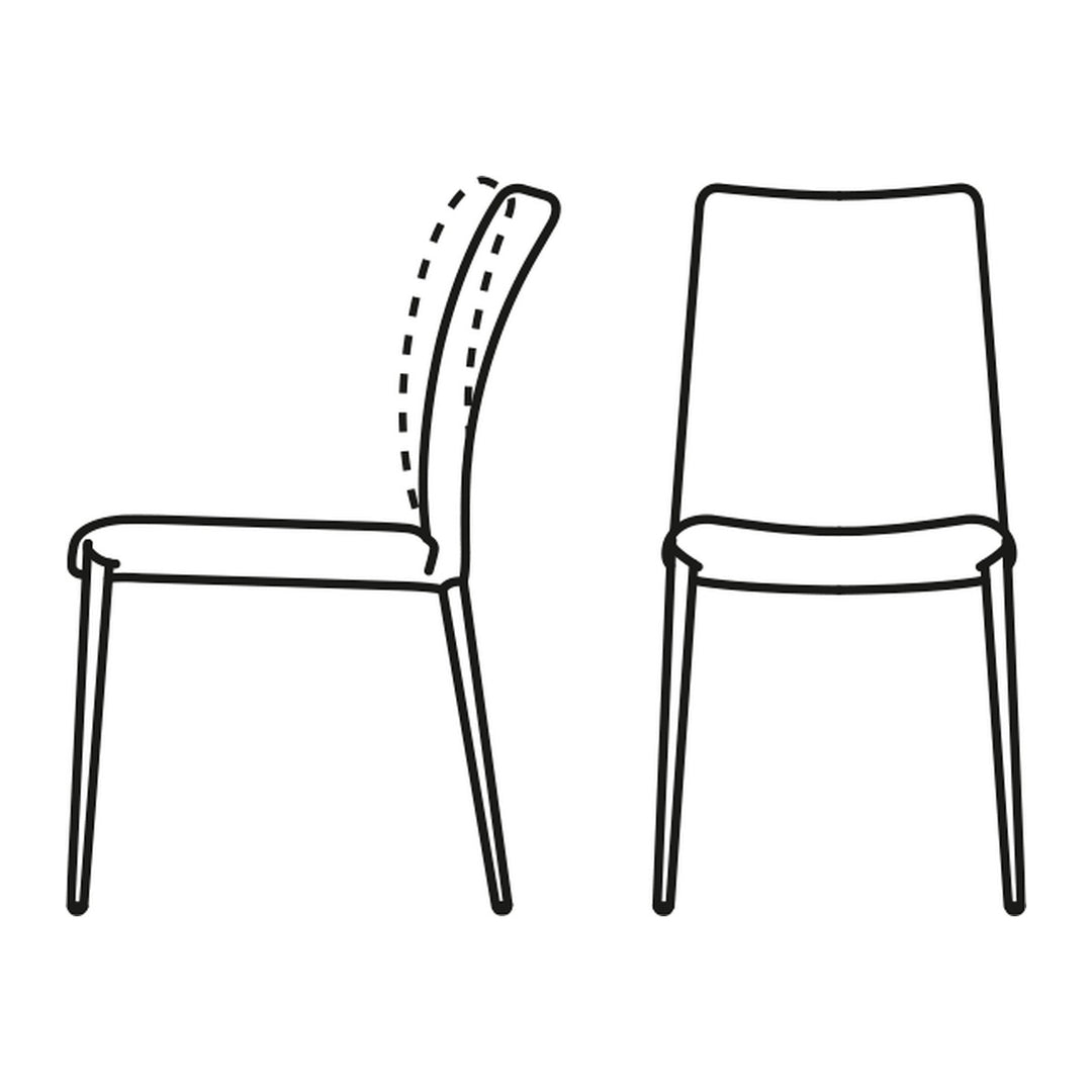 Atlas Metal Faux Leather Dining Chair by Connubia line drawing