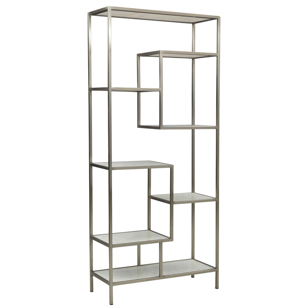 Morgan Marble and Metal Bookcase, three-quarter studio view
