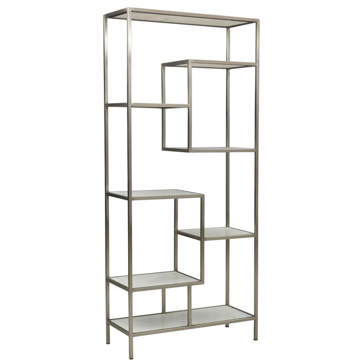 Morgan Marble and Metal Bookcase, three-quarter studio view