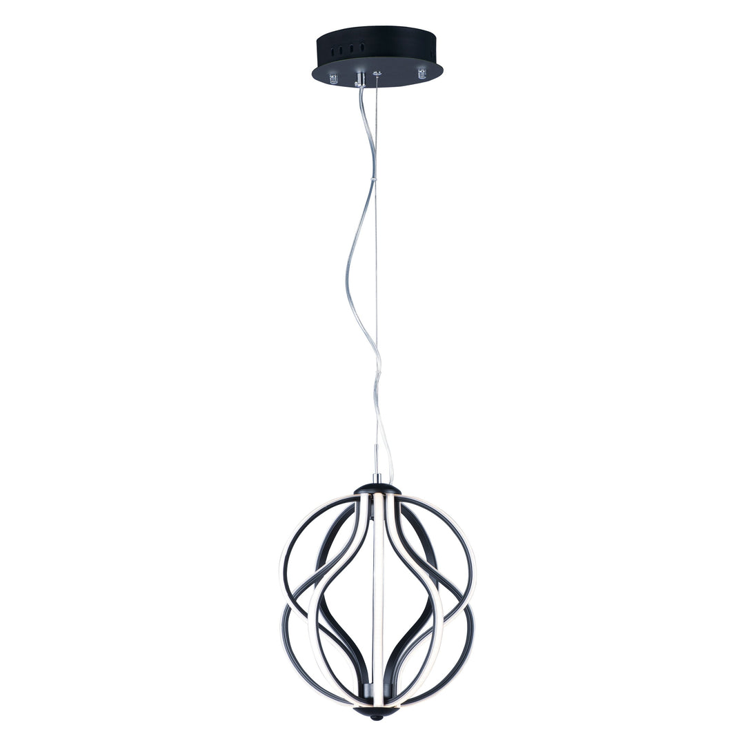 Aura 12" LED Pendant by ET2 Lighting in Black, front view