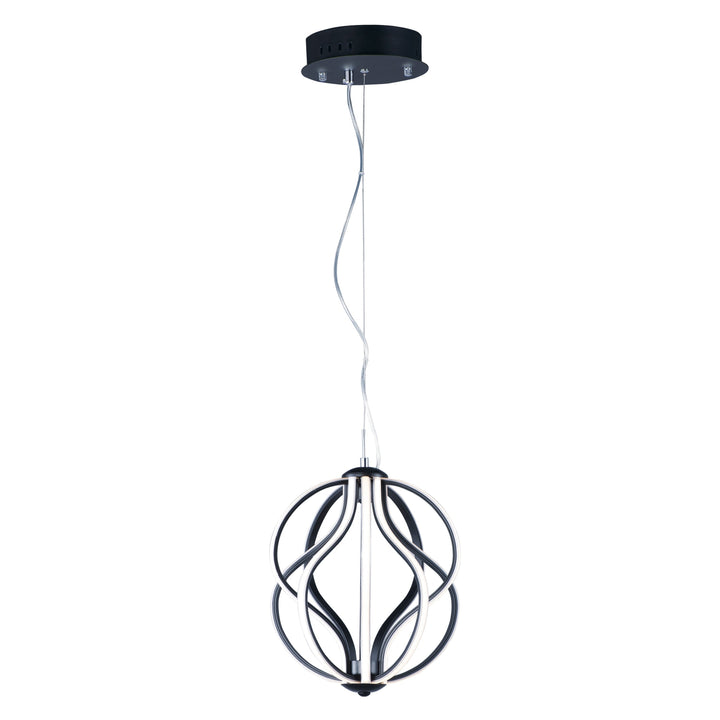 Aura 12" LED Pendant by ET2 Lighting in Black, front view