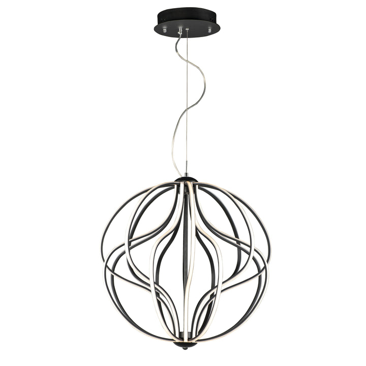 Aura 24" LED Pendant by ET2 Lighting in Black, front view