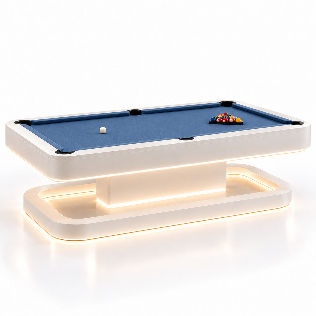 Aura pool table - Porcelain White / Slate Blue 