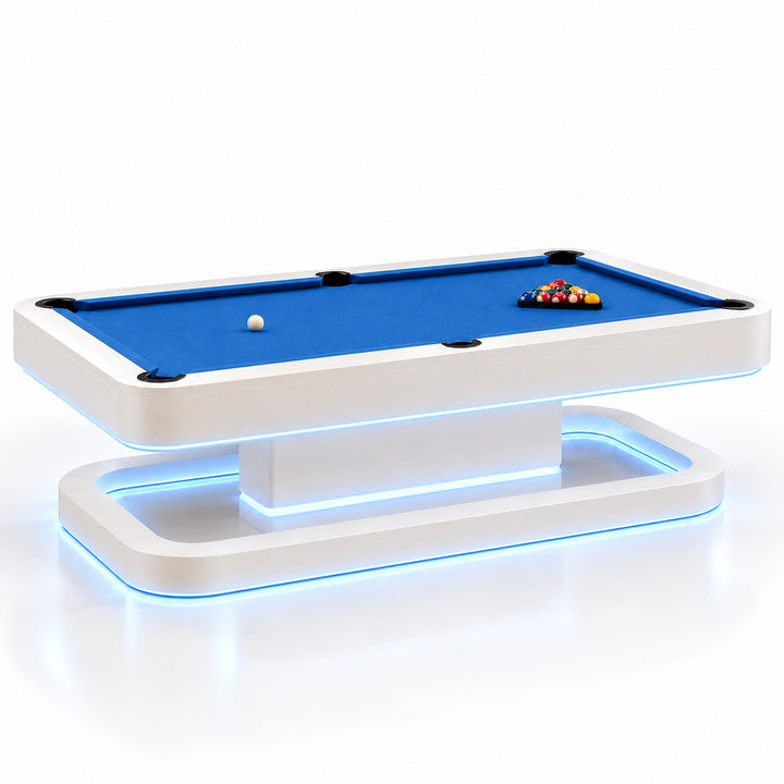 Aura pool table - Porcelain White / Azure Blue 