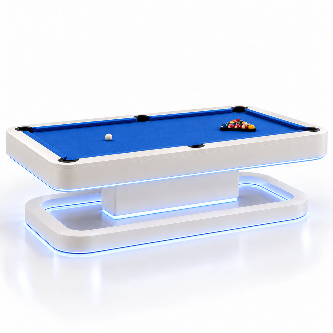 Aura pool table - Porcelain White / Electric Blue 