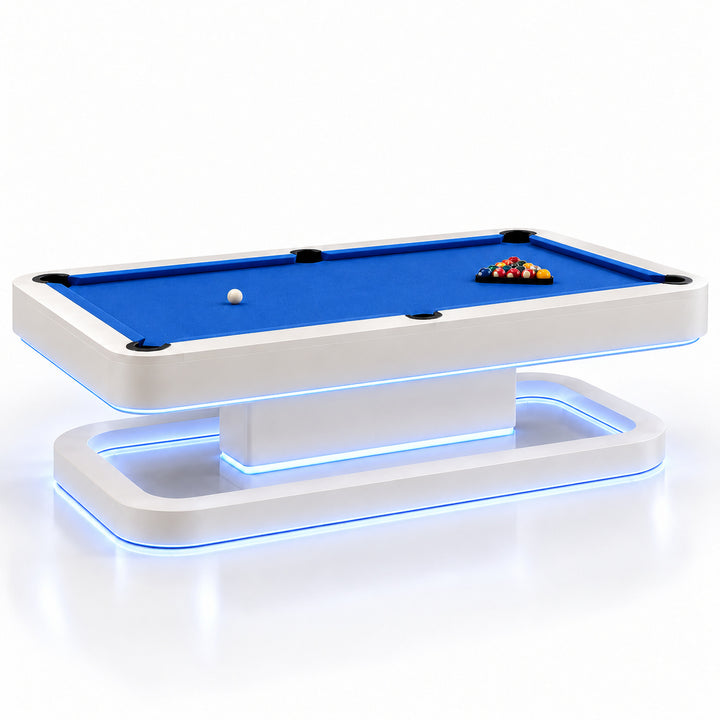 Aura pool table - Porcelain White / Electric Blue 