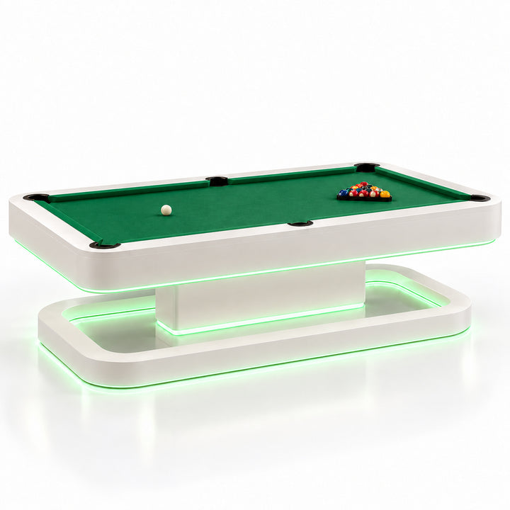 Aura pool table - Porcelain White / Emerald Green 
