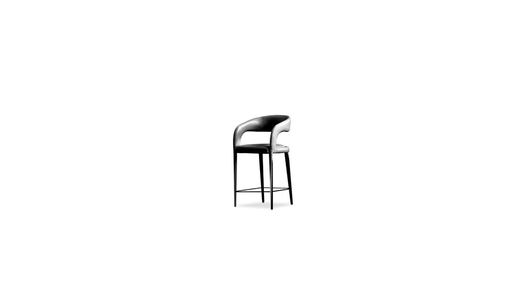 Mobital Avalon Counter Stool in Caviar Black Sauvage leather on a white background