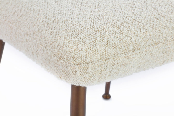 Avery Upholstered Dining Chair in Ricotta Boucle and Bronze Metal — lifestyle photo