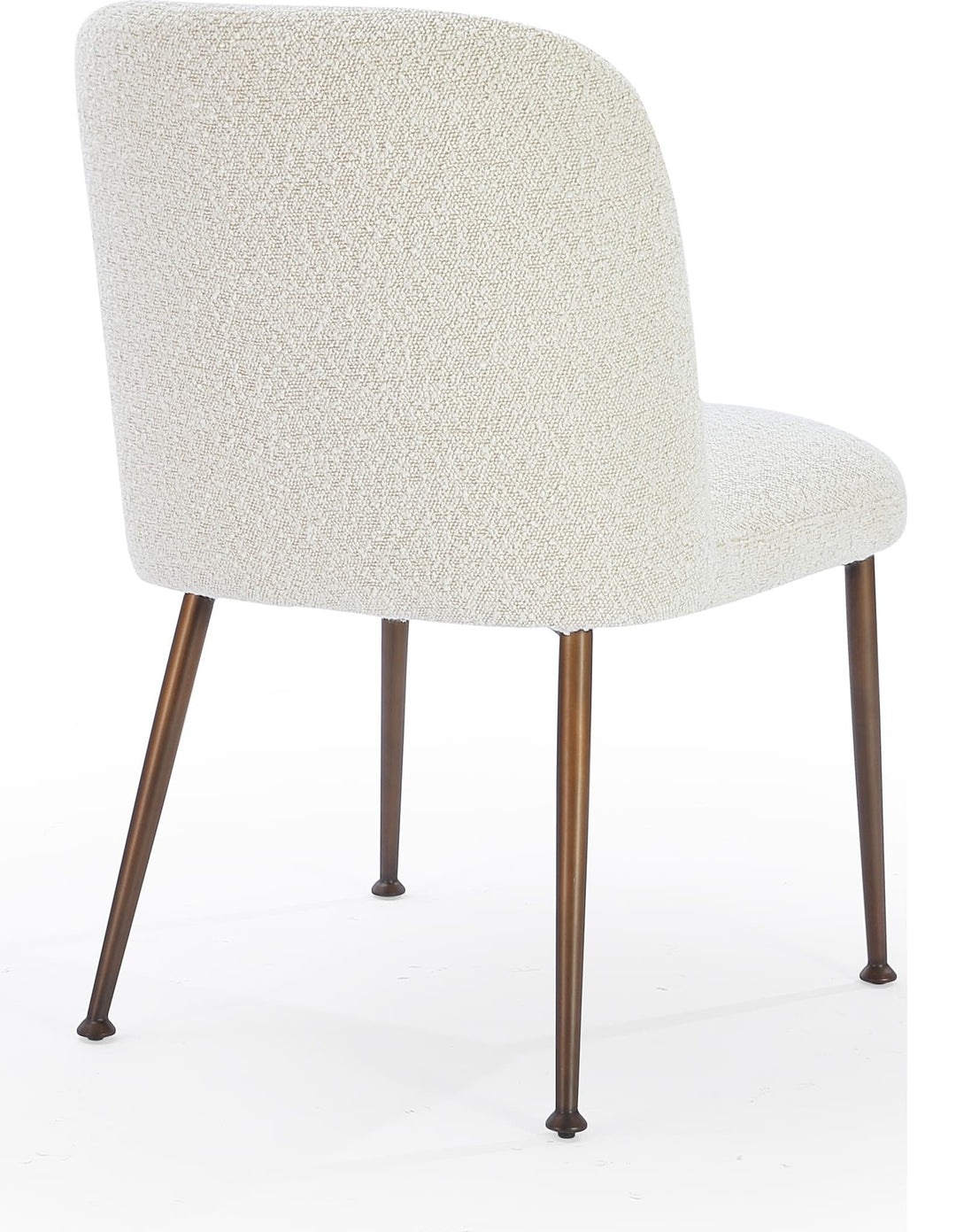 Avery Upholstered Dining Chair in Ricotta Boucle and Bronze Metal — product view on a white background