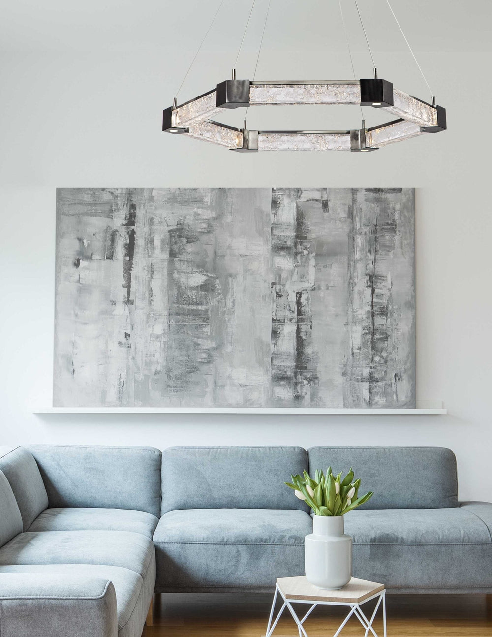 Axis Hexagonal Ring Chandelier by Hammerton Studio in a styled interior