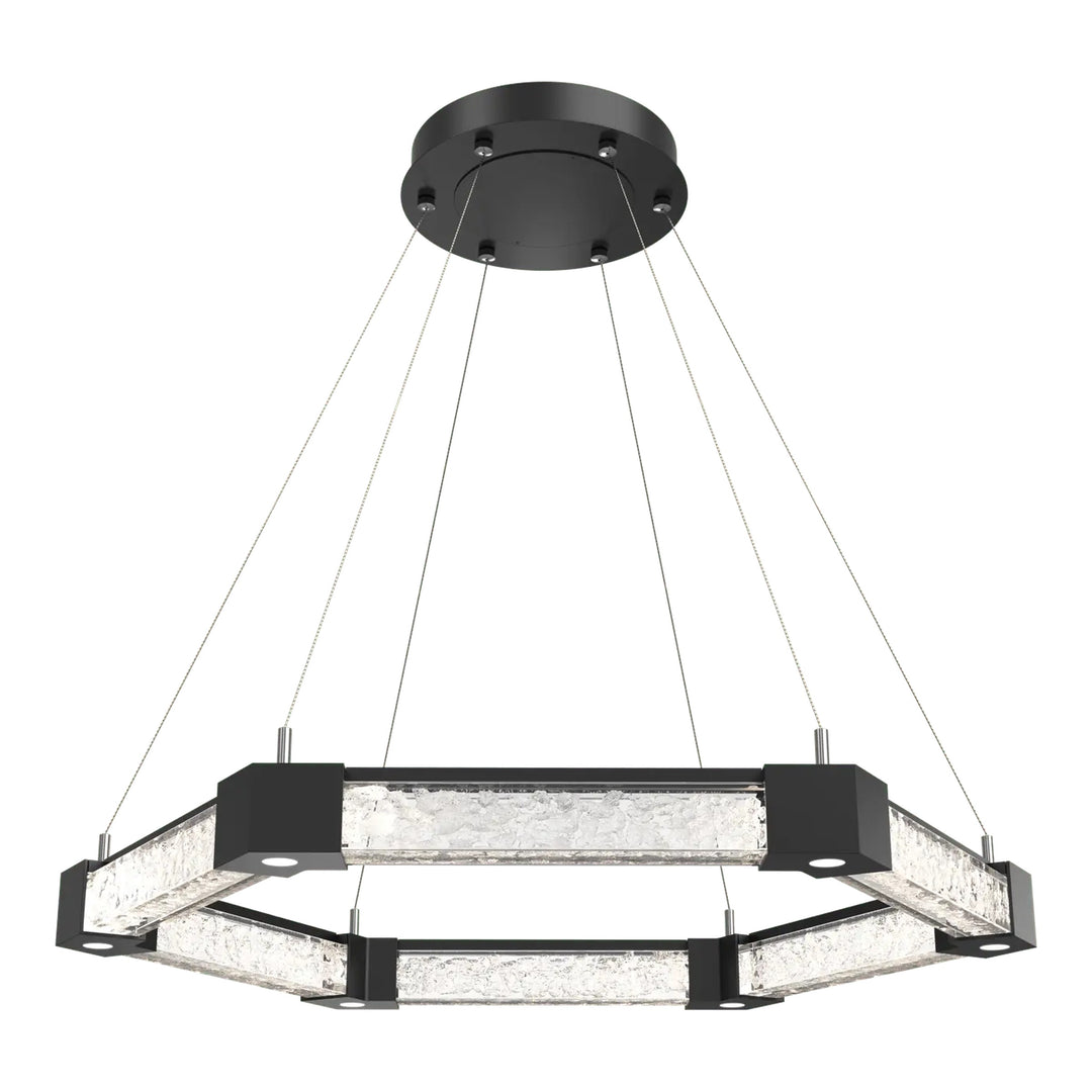 Axis Hexagonal Ring Chandelier by Hammerton Studio in Matte Black