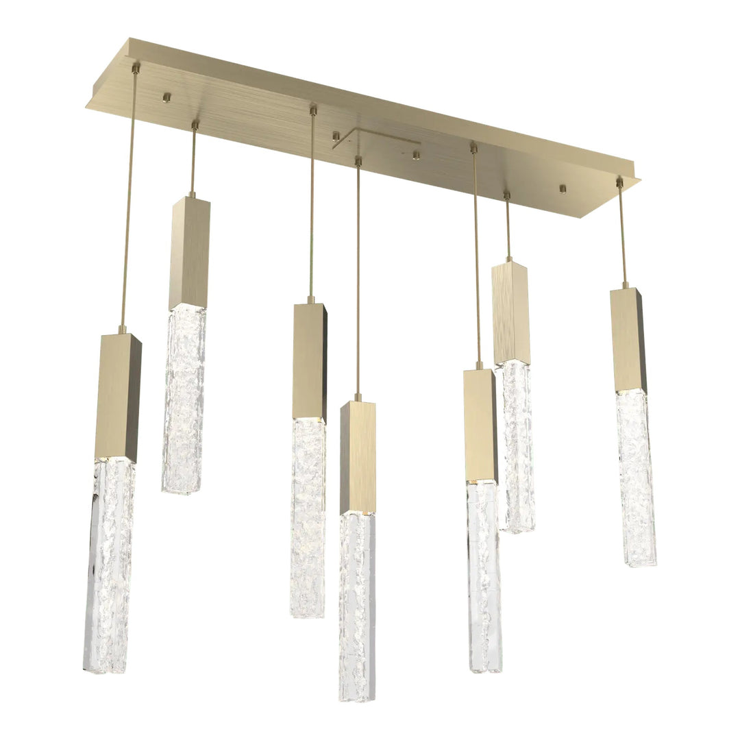 Axis Linear Pendant Chandelier by Hammerton Studio in Heritage Brass