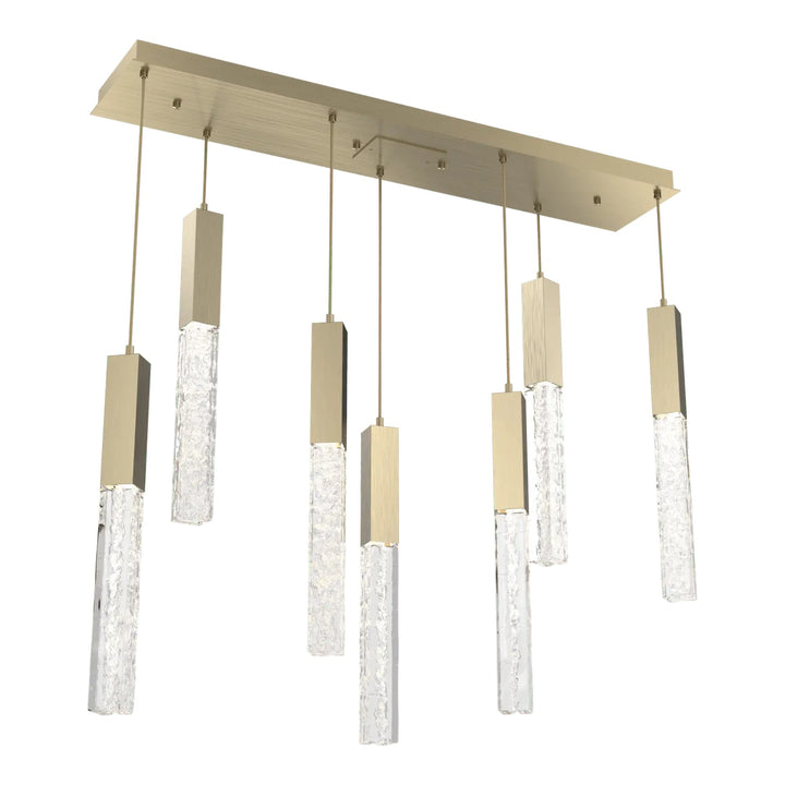 Axis Linear Pendant Chandelier by Hammerton Studio in Heritage Brass