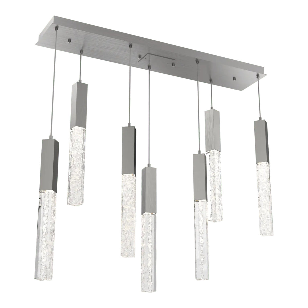 Axis Linear Pendant Chandelier by Hammerton Studio in Satin Nickel