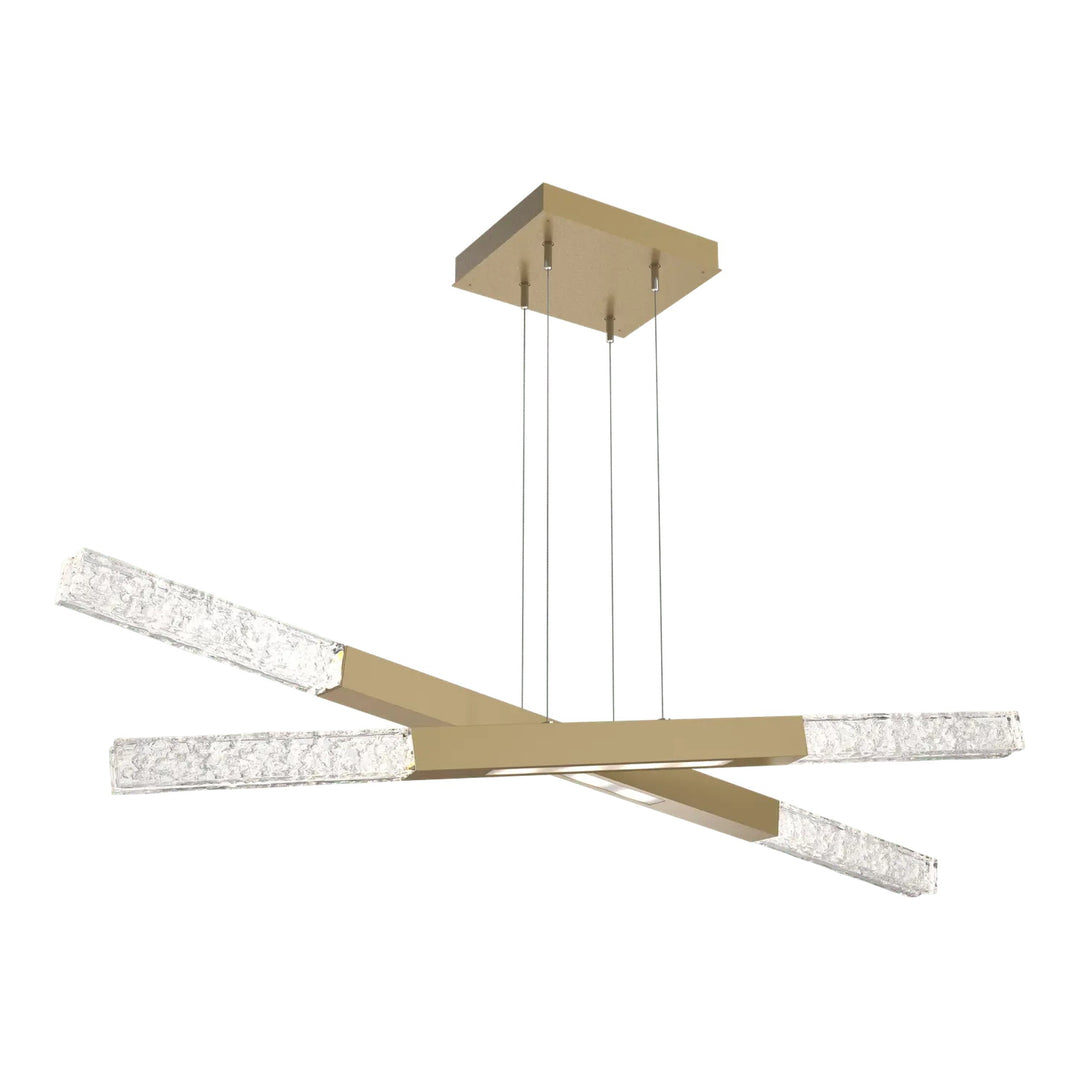 Axis Moda Multi-Piece Linear Chandelier by Hammerton Studio in Gilded Brass