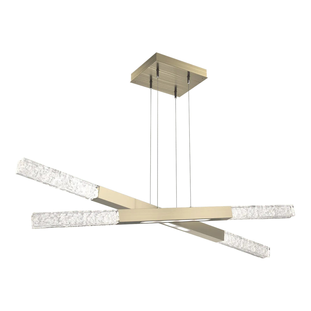 Axis Moda Multi-Piece Linear Chandelier by Hammerton Studio in Heritage Brass