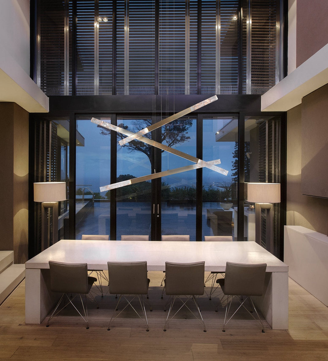 Axis Moda Multi-Piece Linear Chandelier by Hammerton Studio in a styled interior