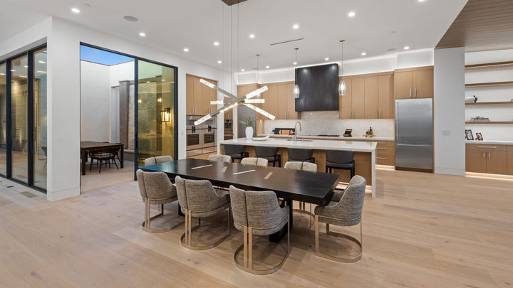 Axis Moda Multi-Piece Linear Chandelier by Hammerton Studio in a styled interior
