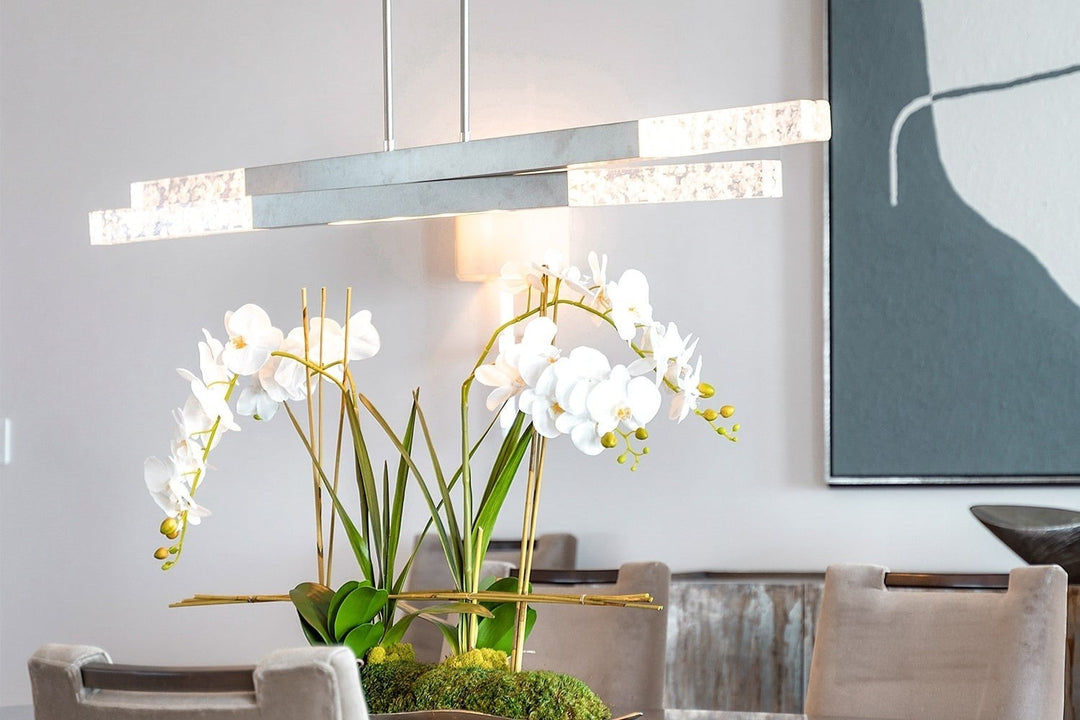 Axis Pivot Linear Chandelier by Hammerton Studio in a styled interior