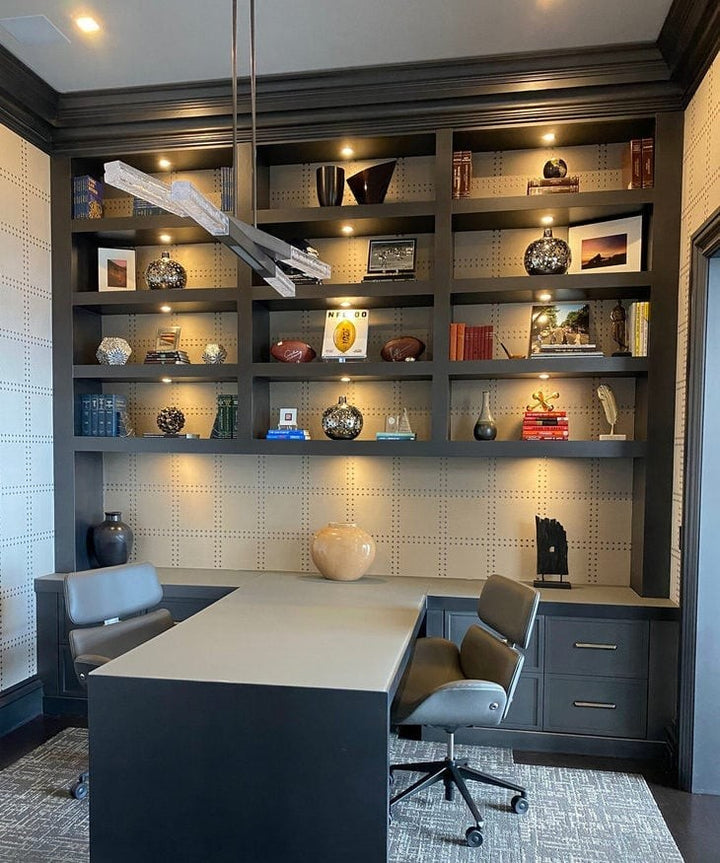 Axis Pivot Linear Chandelier by Hammerton Studio in a styled interior