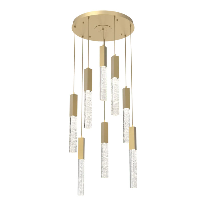 Axis Round Pendant Chandelier by Hammerton Studio in Gilded Brass