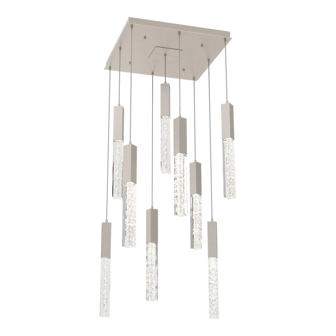 Axis Square Pendant Chandelier by Hammerton Studio in Beige Silver
