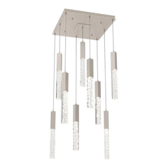 Axis Square Pendant Chandelier by Hammerton Studio in Beige Silver