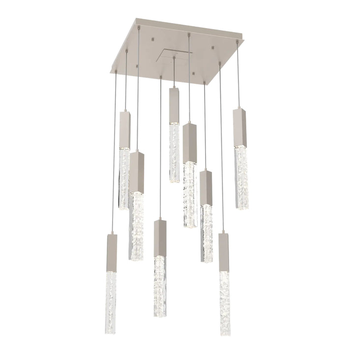 Axis Square Pendant Chandelier by Hammerton Studio in Beige Silver