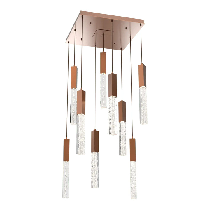Axis Square Pendant Chandelier by Hammerton Studio in Burnished Bronze