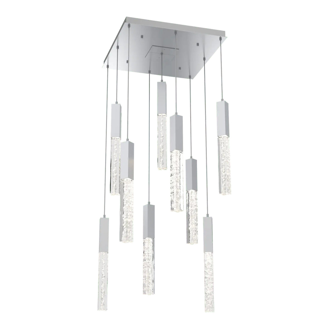 Axis Square Pendant Chandelier by Hammerton Studio in Classic Silver