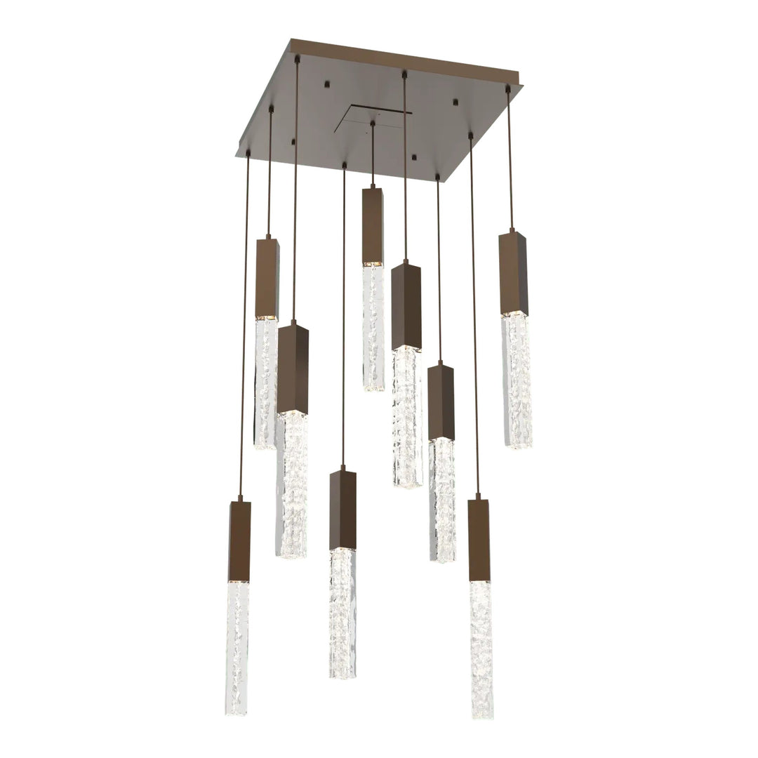 Axis Square Pendant Chandelier by Hammerton Studio in Flat Bronze