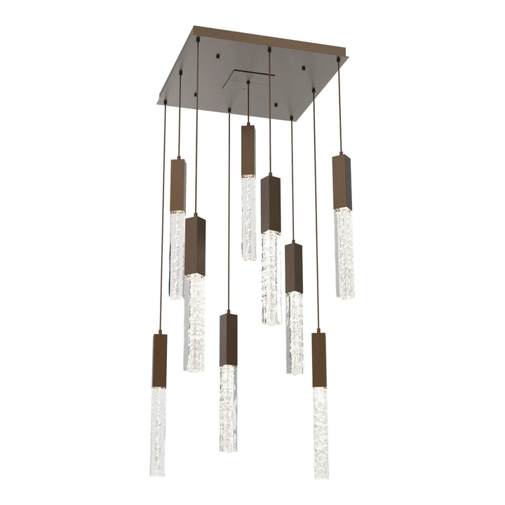 Axis Square Pendant Chandelier by Hammerton Studio in Flat Bronze