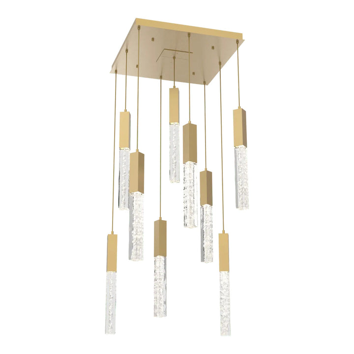 Axis Square Pendant Chandelier by Hammerton Studio in Gilded Brass