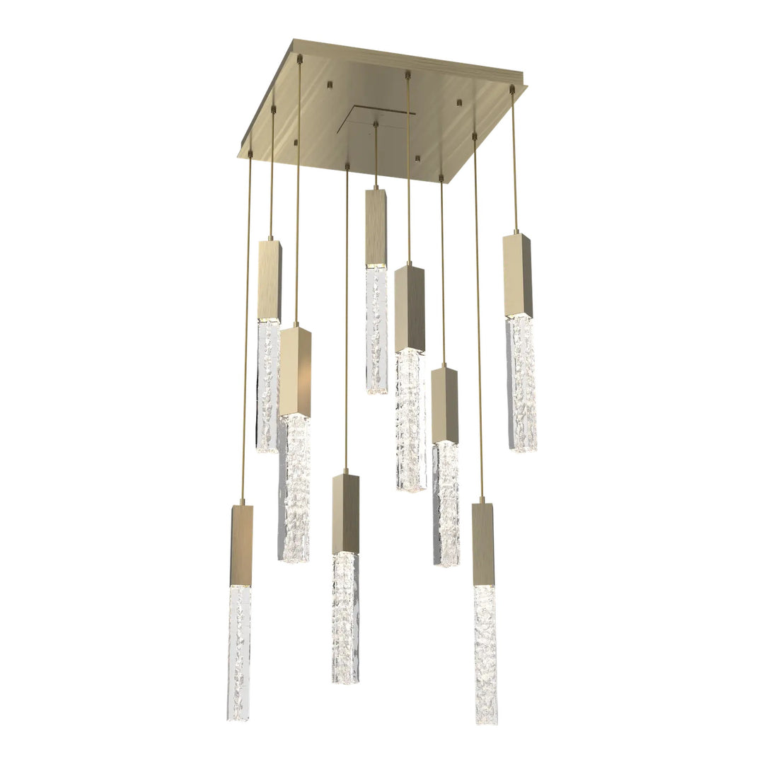Axis Square Pendant Chandelier by Hammerton Studio in Heritage Brass