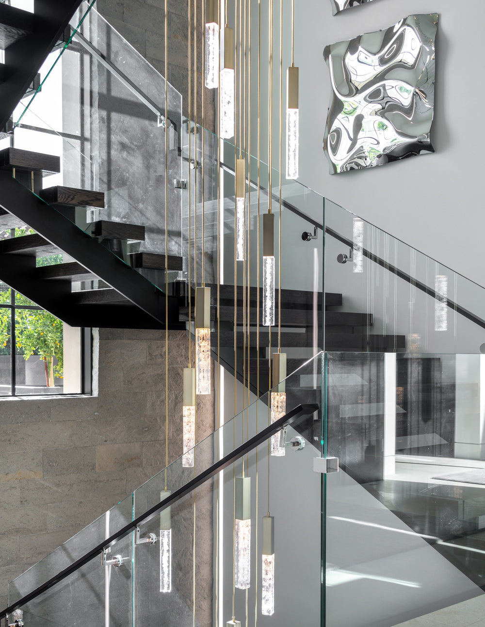 Axis Square Pendant Chandelier by Hammerton Studio in a styled interior