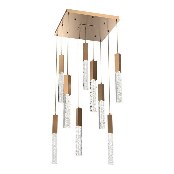 Axis Square Pendant Chandelier by Hammerton Studio in Novel Brass
