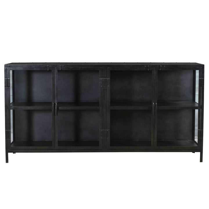 Bevan Gunmetal and Glass Sideboard, front view